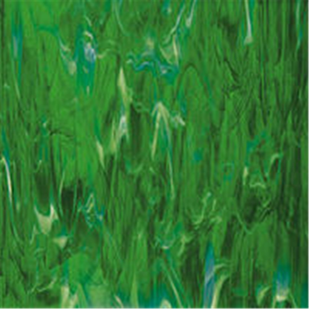 Spectrum Dark Green Swirled with White Wispy - 3mm - Non-Fusible Glass Sheets