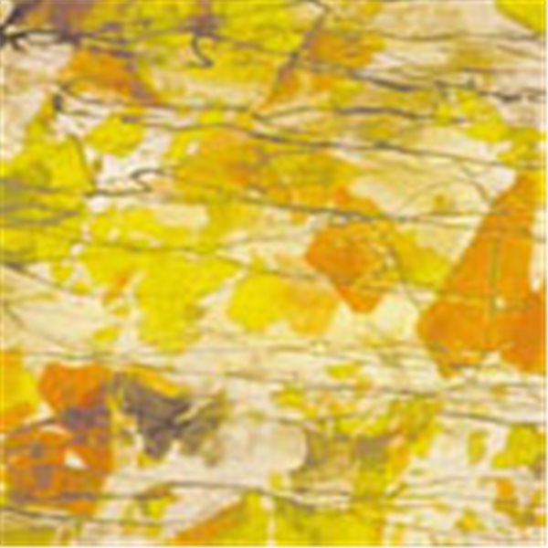Uroboros Orange Brown on Yellow - Fracture Streamer - 3mm - Non-Fusible Glas Tafeln  