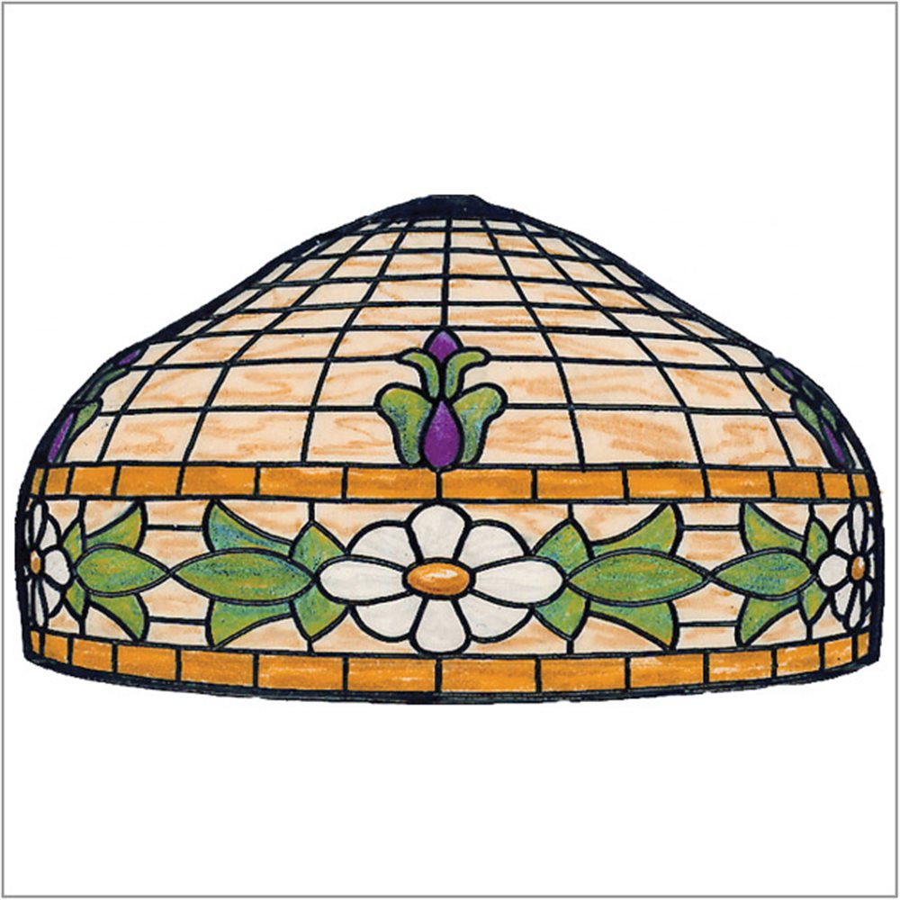 Worden - Floral Border - B24 - Pattern on 1/6 Sectional Lamp Form