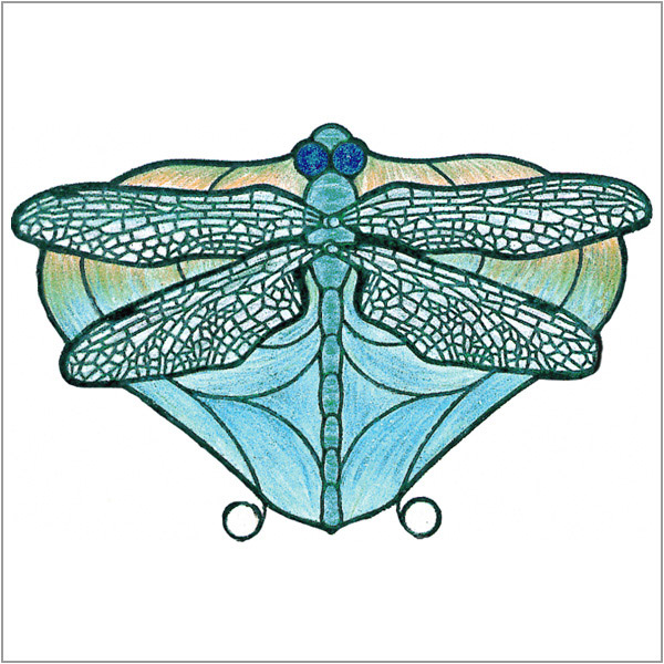 Worden - Dragon Fly Blue - Flat Design  - Schnittmuster mit Filligranen und Jewels