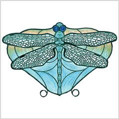 Worden - Dragon Fly Blue - Flat Design  - Schnittmuster mit Filligranen und Jewels