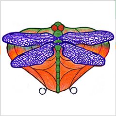 Worden - Dragon Fly Orange - Flat Design  - Schnittmuster mit Filligranen und Jewels