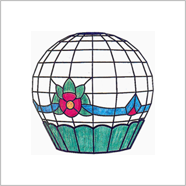 Worden - Floral Lamp/Terrarium - G11 - Schnittmuster auf 1/6 Segment Lampenform 