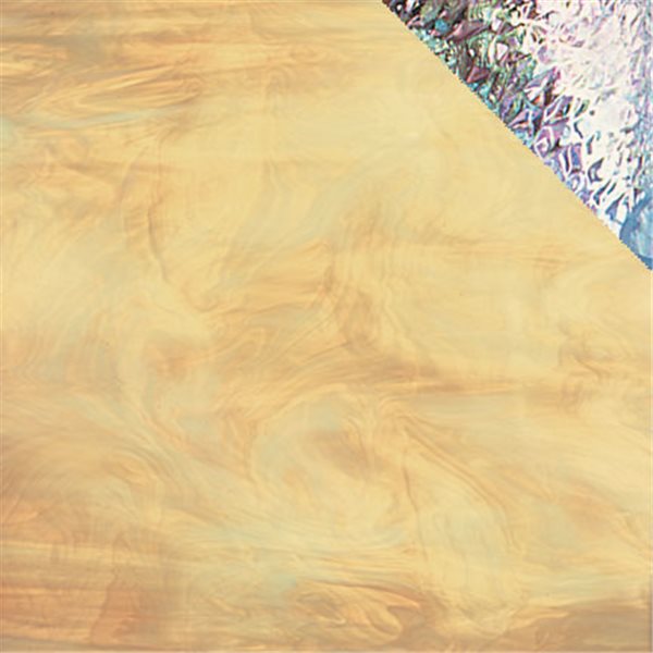 Spectrum Pale Amber and White - Translucent - Iridescent - 3mm - Non-Fusible Glass Sheets