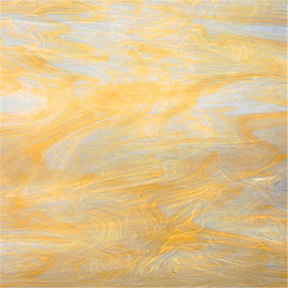 Spectrum White Swirled with Pale Amber - 3mm - Non-Fusible Glass Sheets