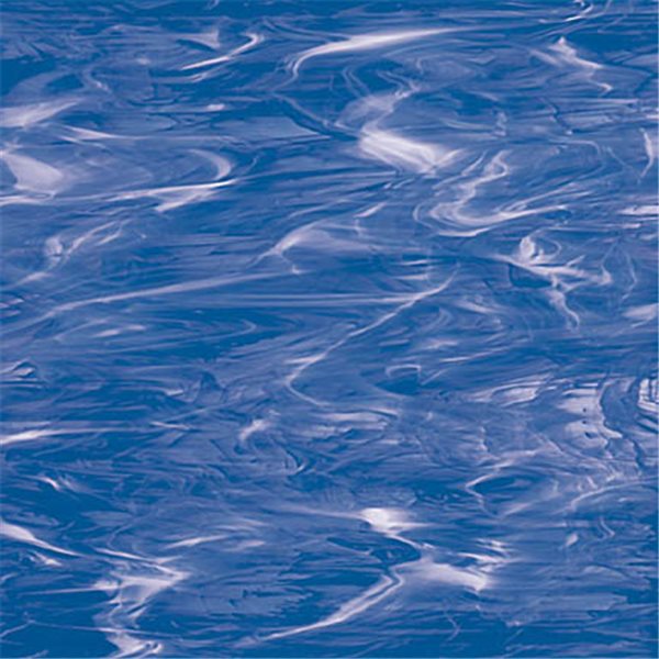 Spectrum Light Blue Swirled with White Wispy - 3mm - Non-Fusing Glas Tafeln  