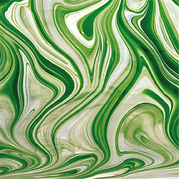 Spectrum Emerald-White Clear Baroque - 3mm - Non-Fusible Glass Sheets