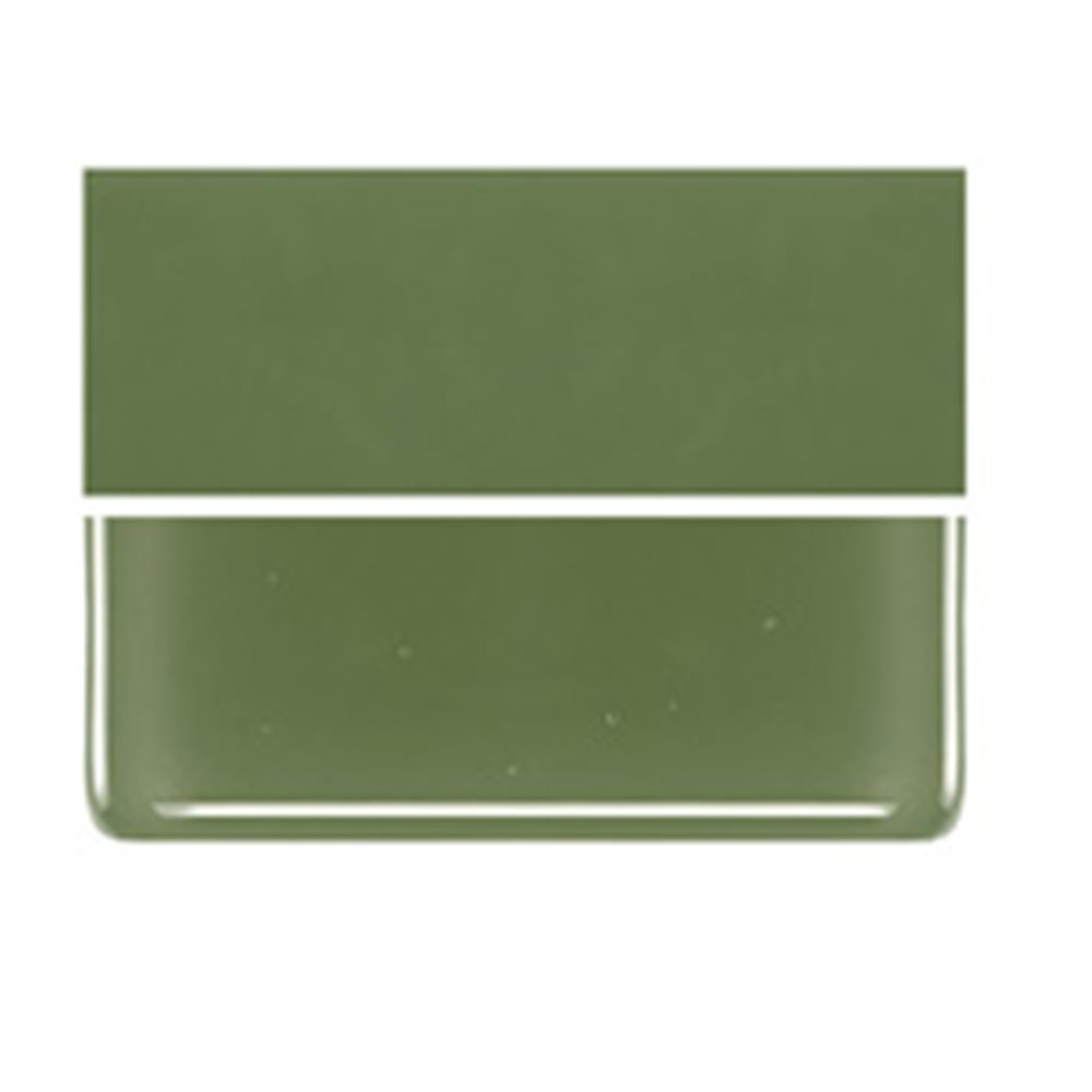 Bullseye Olive Green - Opalescent - 2mm - Thin Rolled - Fusible Glass Sheets