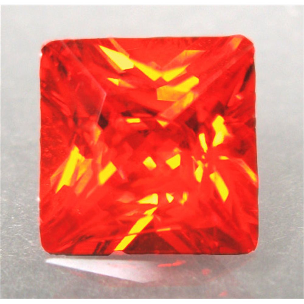 Cubic Zirconia - Orange - Princess - 4x4mm - 5pcs