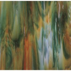 Bullseye White - Orange Opal - Deep Forest Green 3 Color Mix - 3mm - Single Rolled - Fusing Glas Tafeln