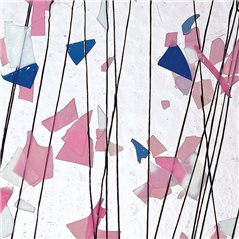 Bullseye Light Pink, Blue & White on Clear Base - Collage - 3mm - Single Rolled - Fusible Glass Sheets