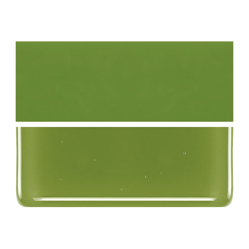 Bullseye Pea Pod Green - Opalescent - 2mm - Thin Rolled - Fusible Glass Sheets
