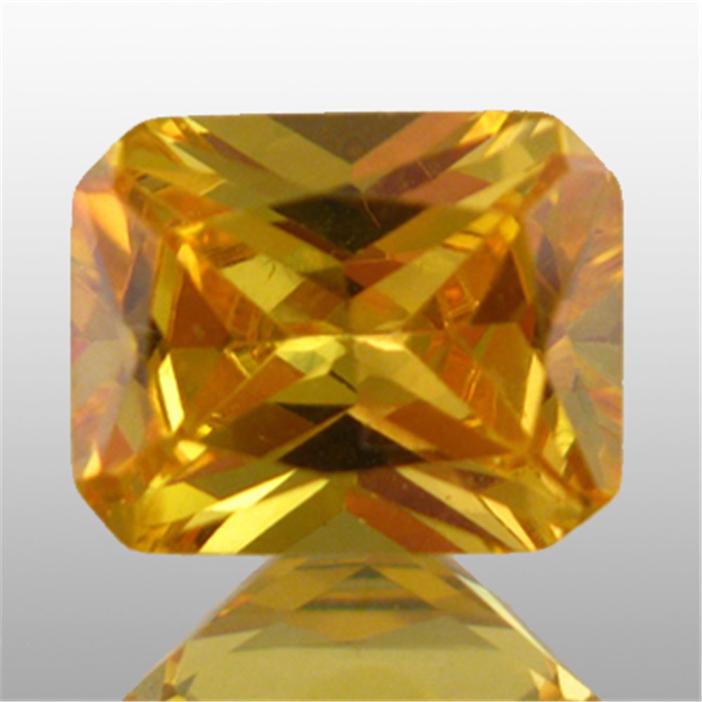 Cubic Zirconia - Yellow - Emerald - 9x7mm - 1pc