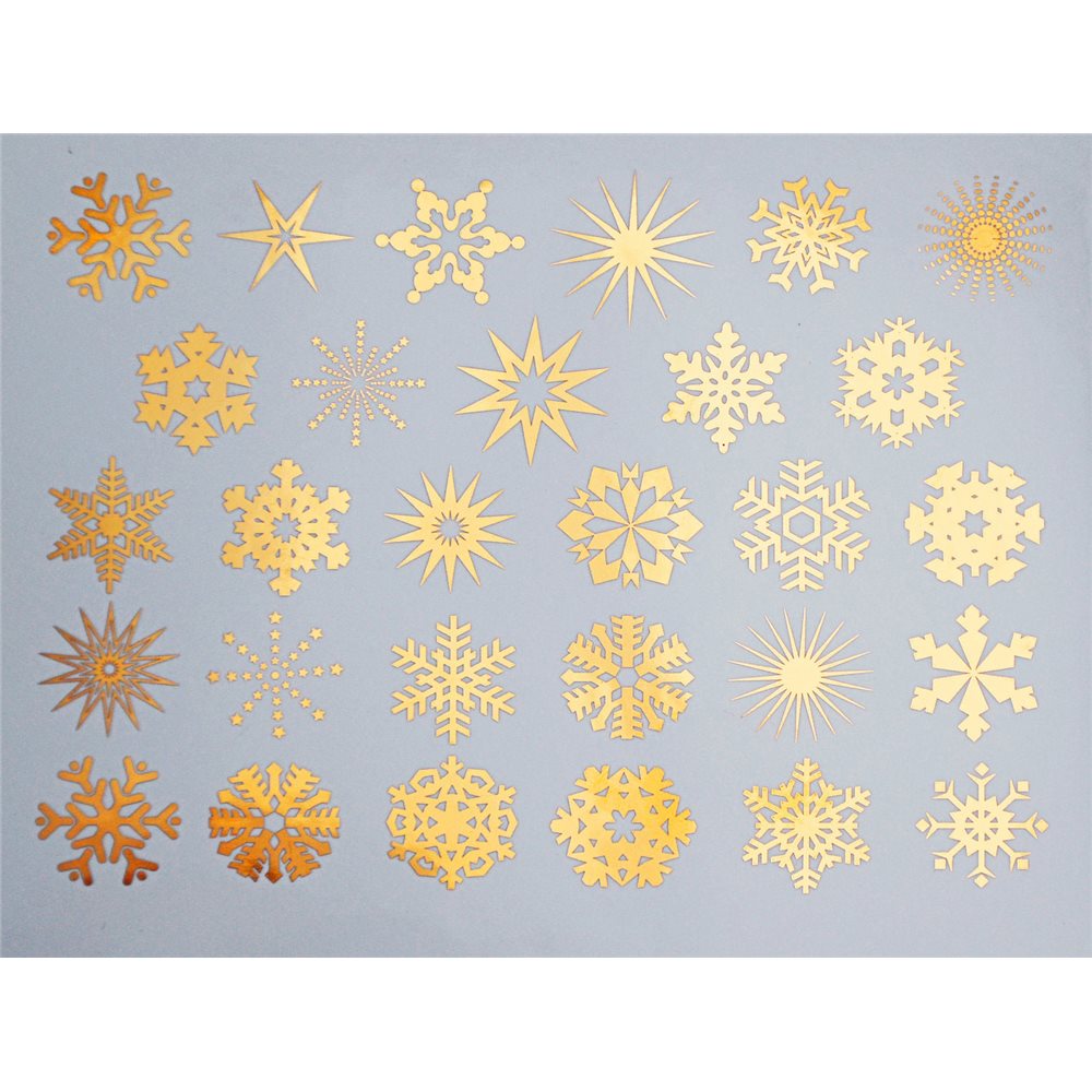 Decal - Small Snowflakes - Gold - 14x10 cm