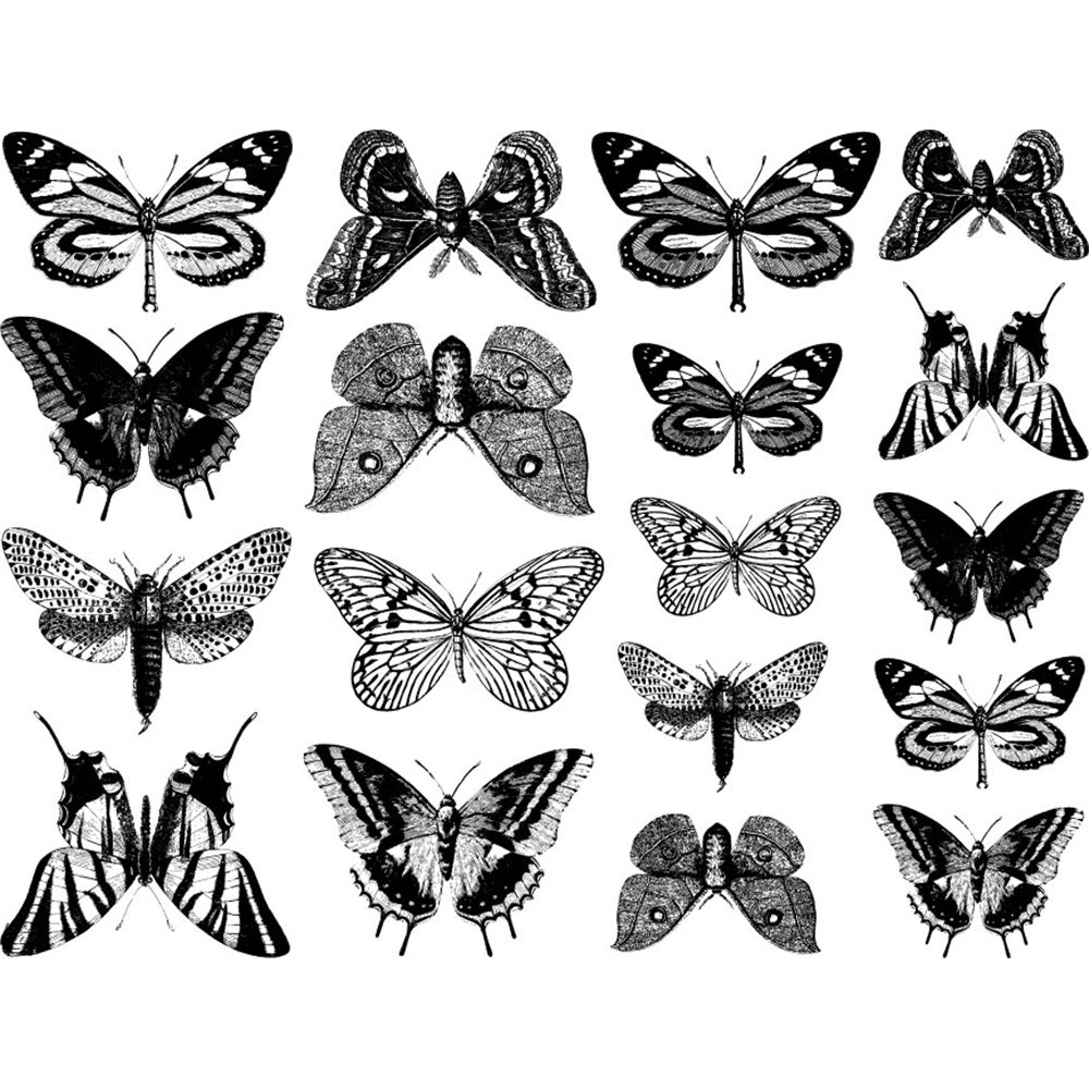 Decal - Butterflies - Black - 14x10 cm