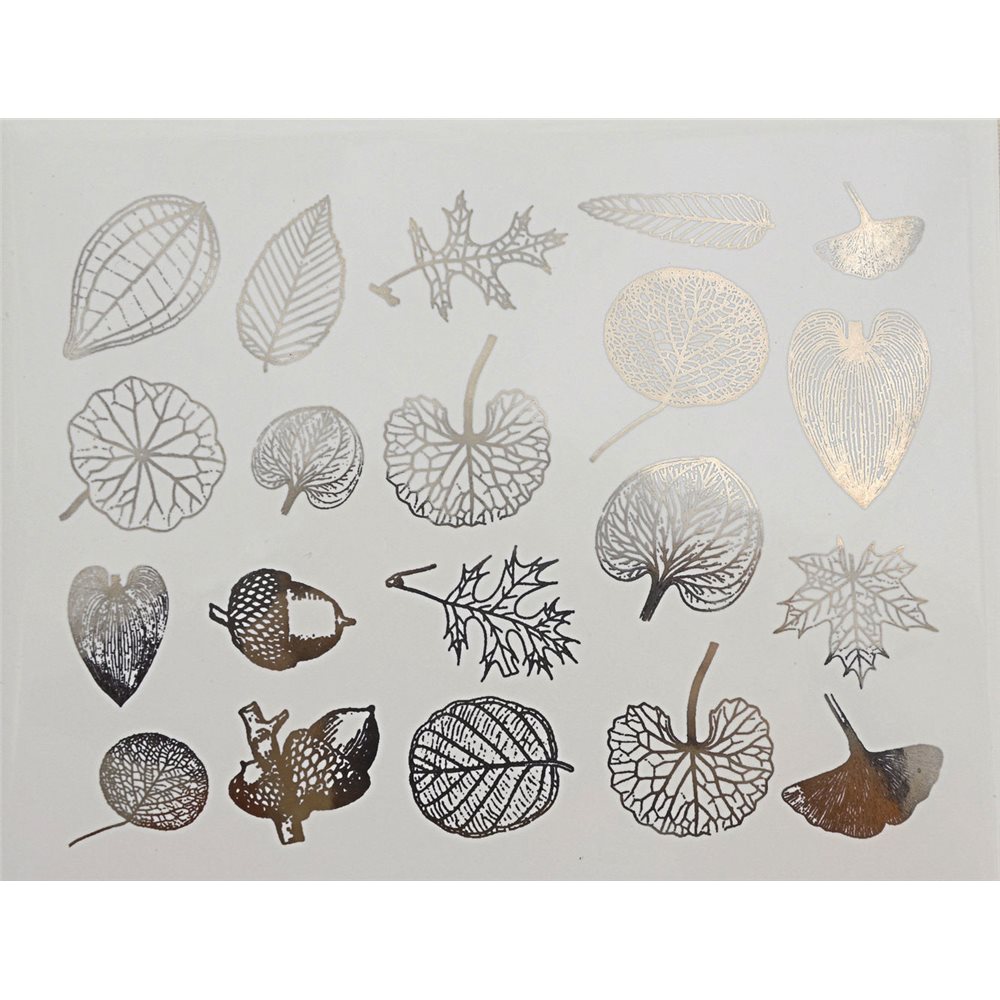 Decal - Leaves - Platinum - 14x10 cm