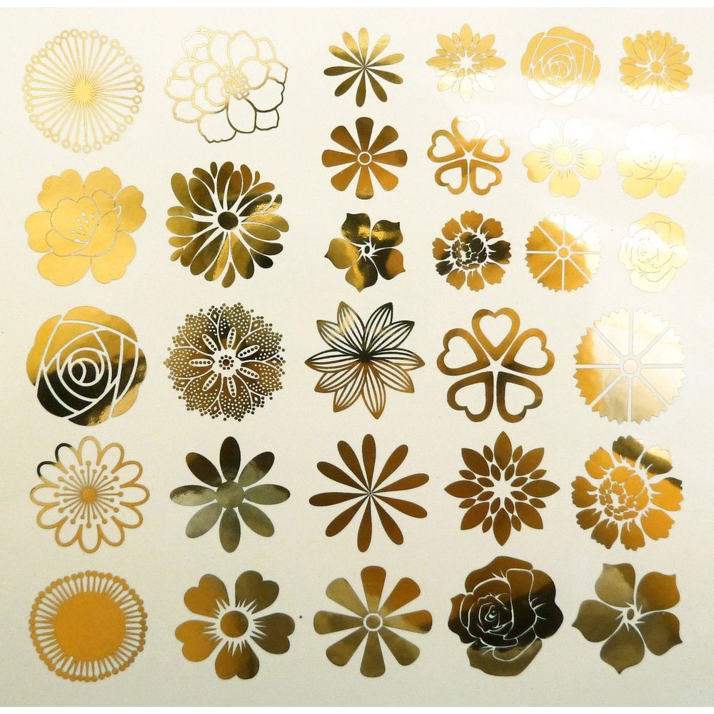 Decal - Flowers - Gold - 14x10 cm