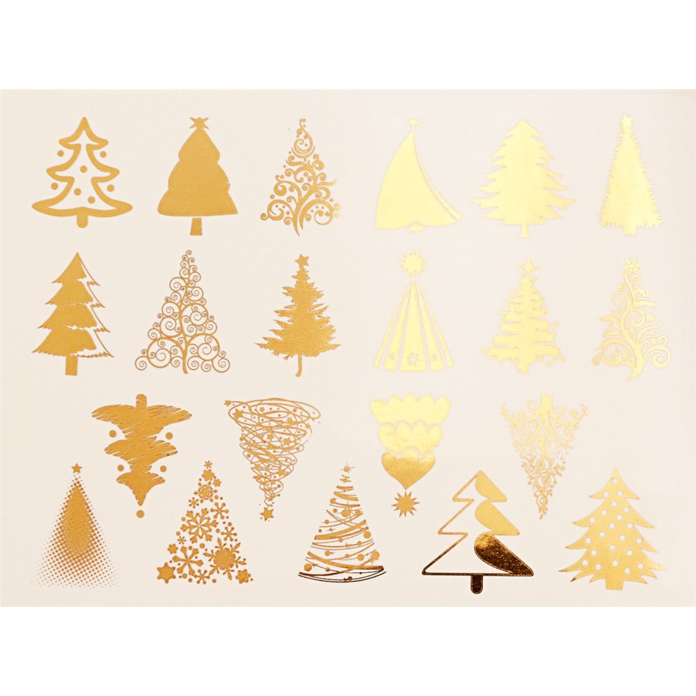 Decal - Xmas Trees - Gold - 14x10 cm
