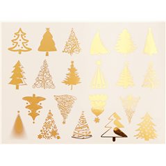 Decal - Xmas Trees - Gold - 14x10 cm