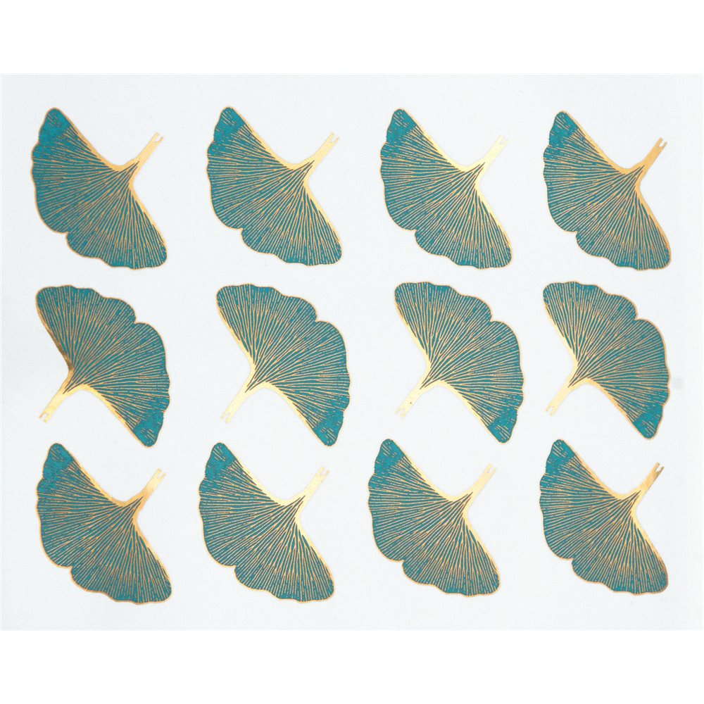 Decal - Ginko Leaves - Colour - 14x10 cm- Non-Food Safe