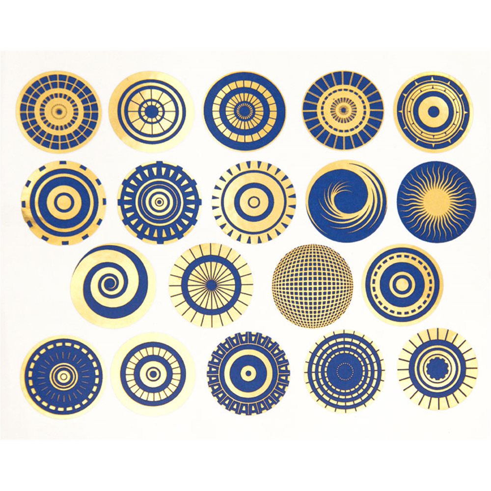 Decal - Circles - Blue & Gold - 14x10cm