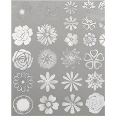 Decal - Large Flowers - Mica White - 14x10 cm