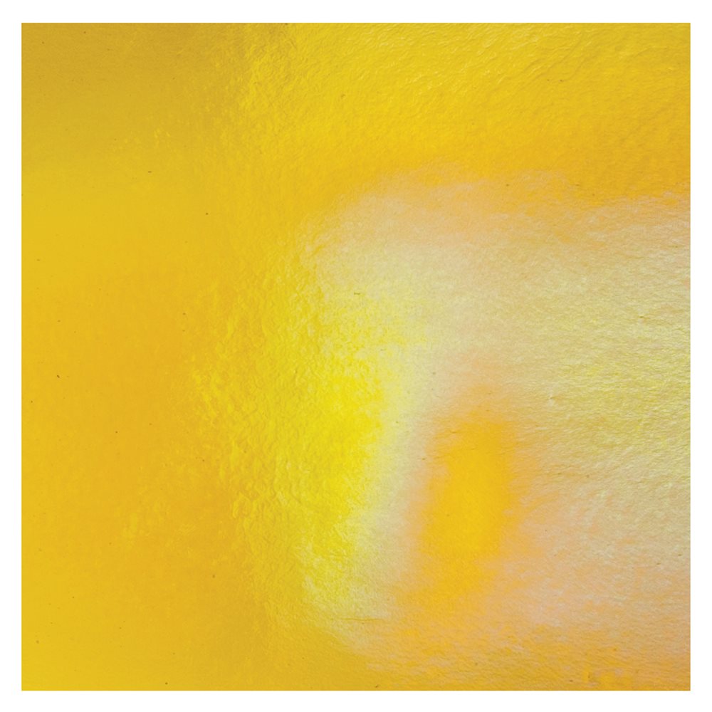Bullseye Marigold Yellow - Transparent - Rainbow Iridescent - 2mm - Thin Rolled - Fusible Glass Sheets