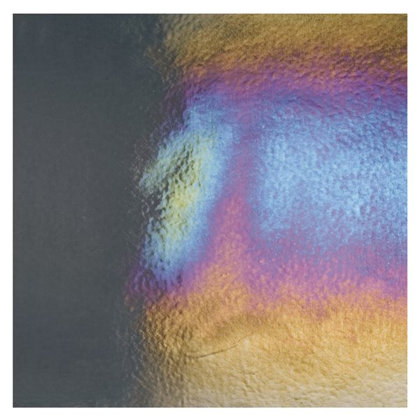 Bullseye Charcoal Gray - Transparent - Rainbow Irid - 3mm - Plaque Fusing