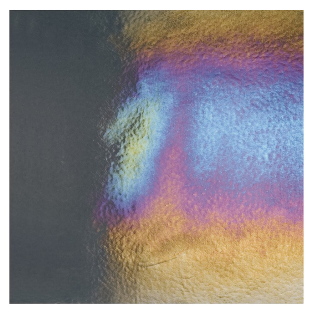 Bullseye Charcoal Gray - Transparent - Rainbow Irid - 3mm - Plaque Fusing