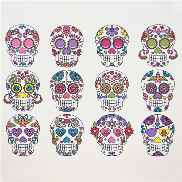 Decal - Colorful Suger Skulls - NF - 14x10 cm