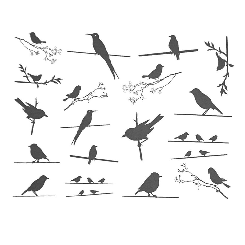 Decal - Birds on a Wire - Black - 14x10 cm